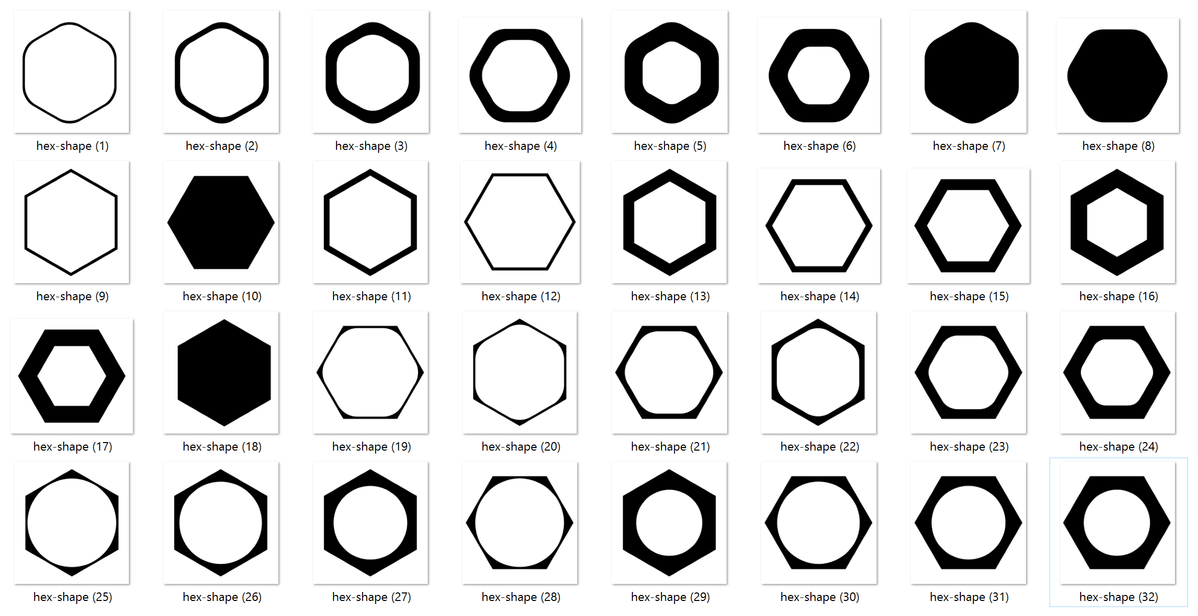 Hex shapes